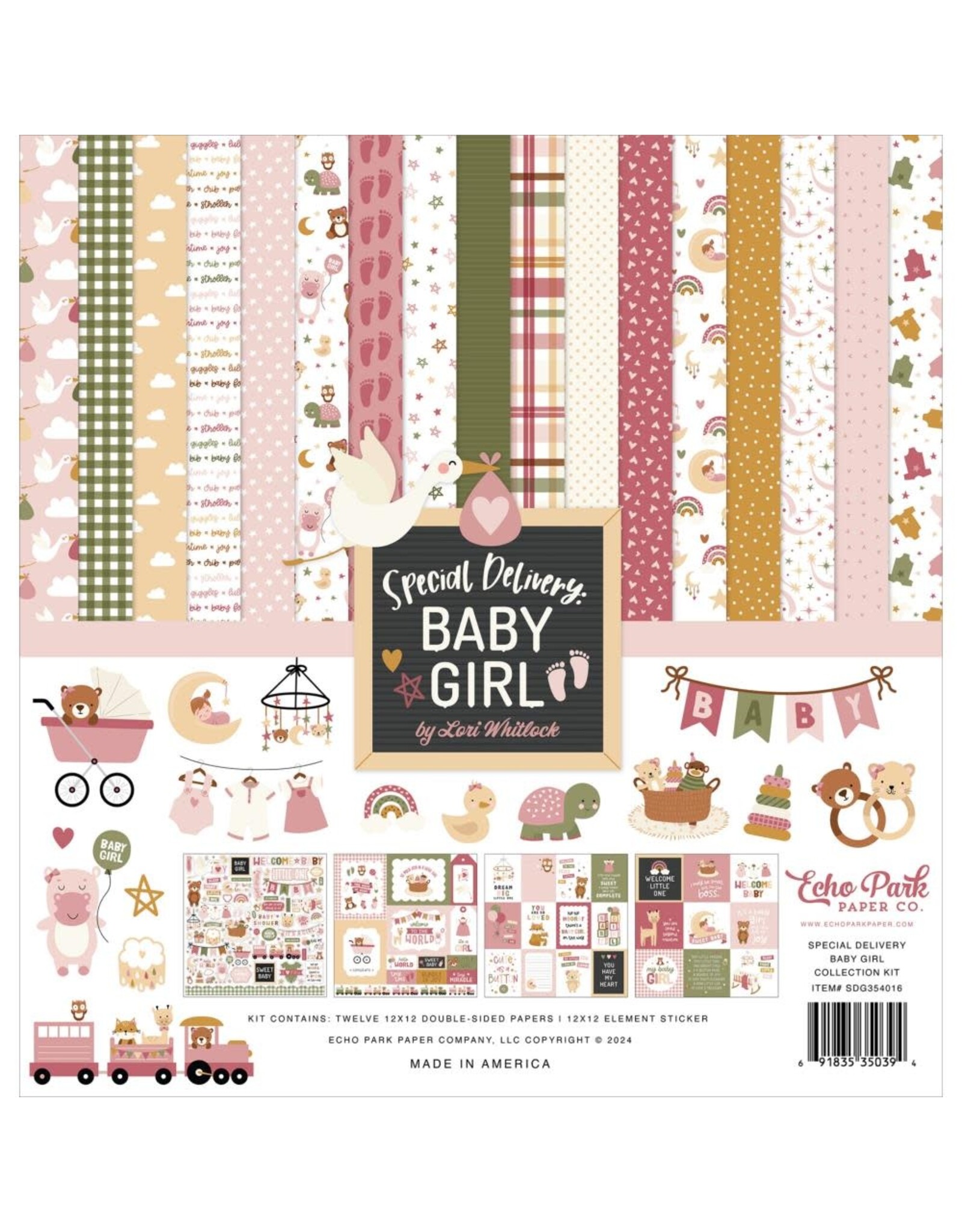 ECHO PARK PAPER ECHO PARK LORI WHITLOCK SPECIAL DELIVERY: BABY GIRL 12x12 COLLECTION KIT