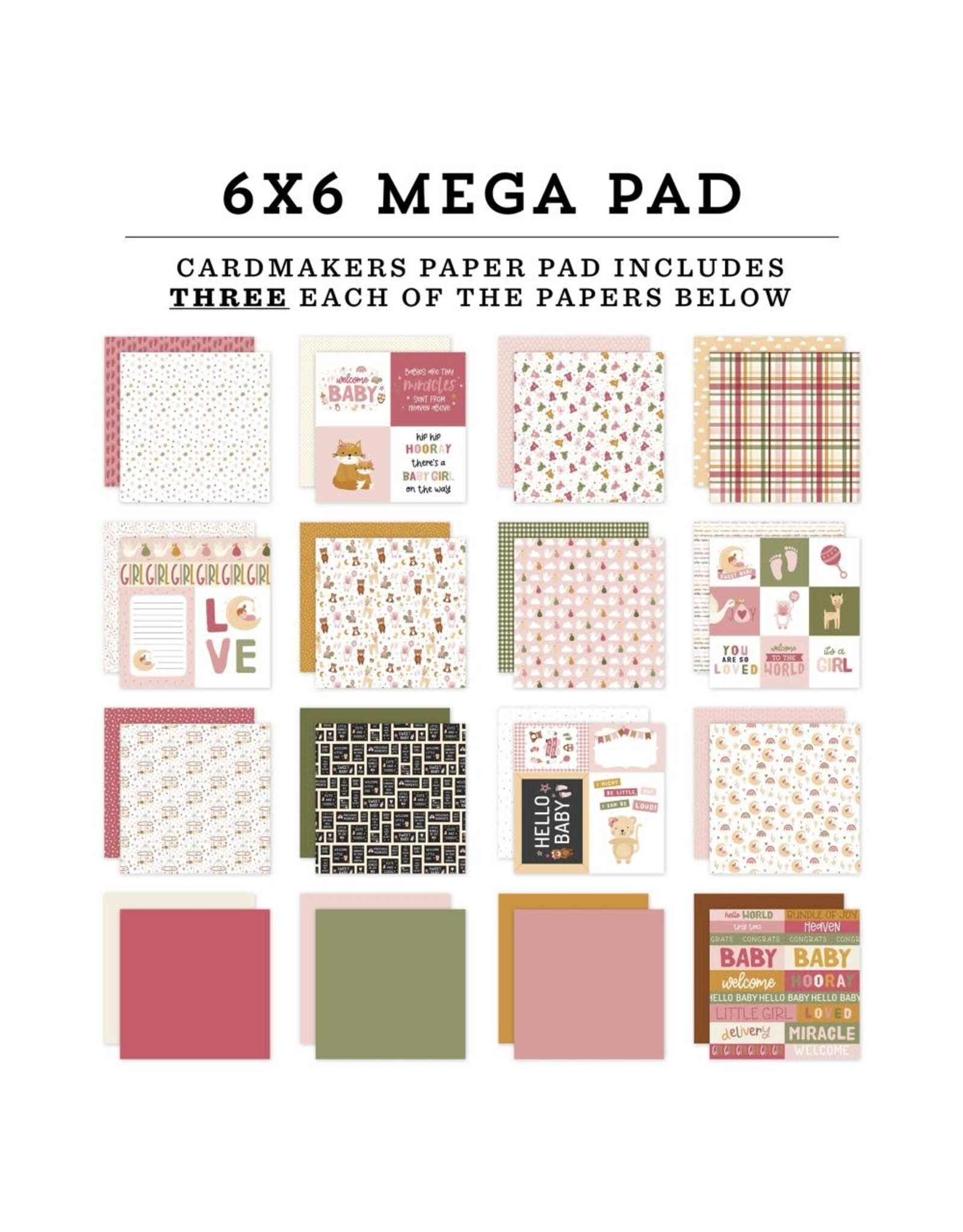 ECHO PARK PAPER ECHO PARK LORI WHITLOCK SPECIAL DELIVERY: BABY GIRL 6x6 MEGA PAPER PAD 48 SHEETS