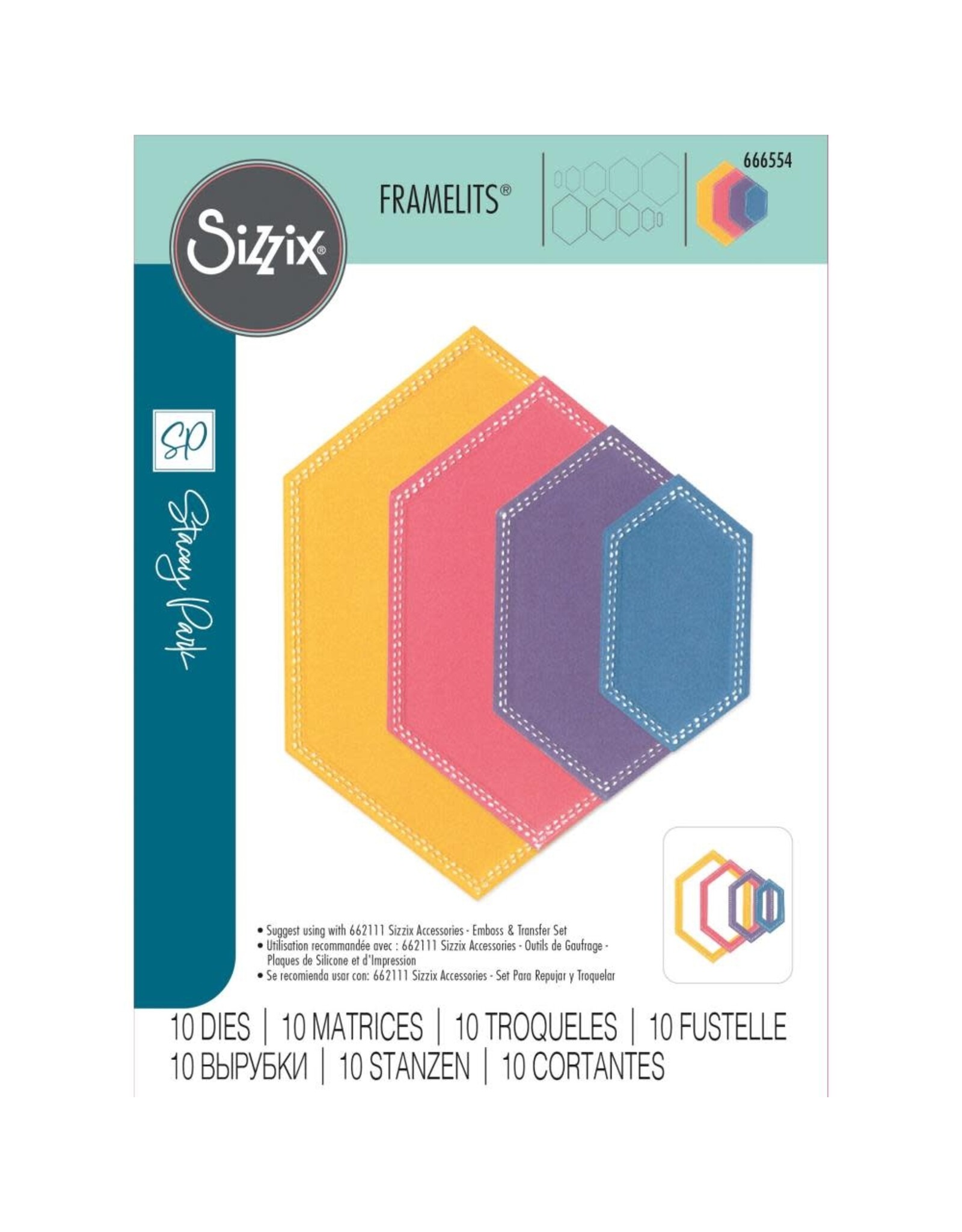 SIZZIX SIZZIX STACEY PARK BELINDA STITCHED HEXAGONS FANCIFUL FRAMELITS DIE SET