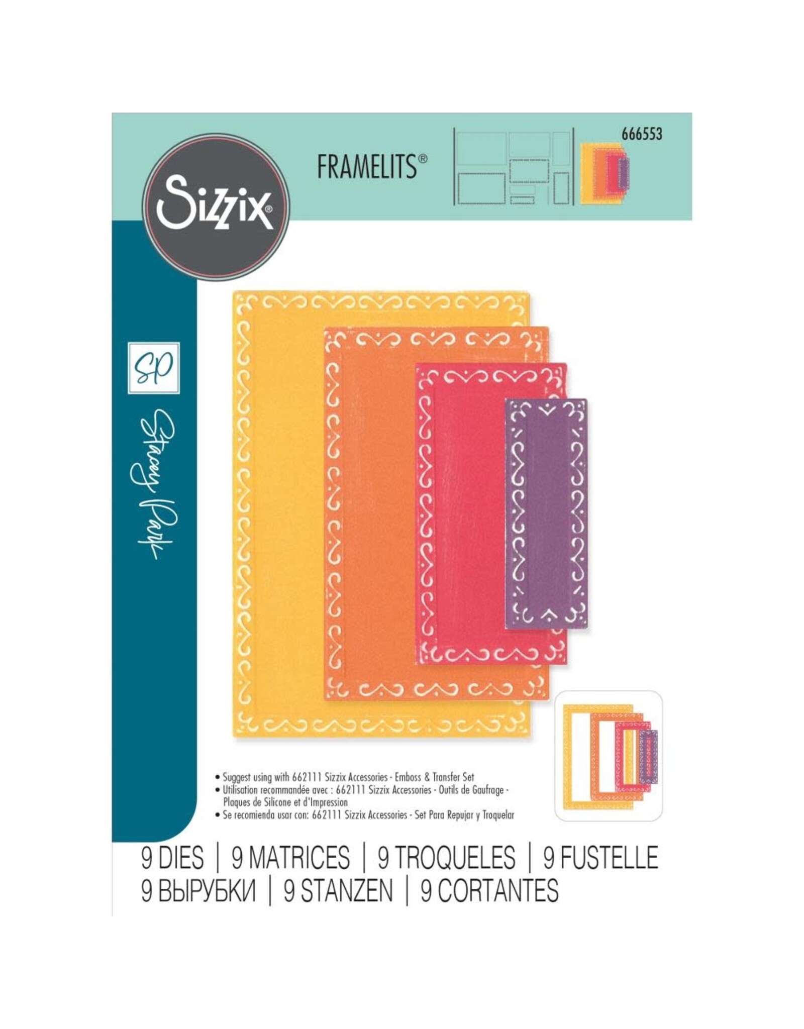 SIZZIX SIZZIX STACEY PARK RENEE DECO RECTANGLES FANCIFUL FRAMELITS DIE SET