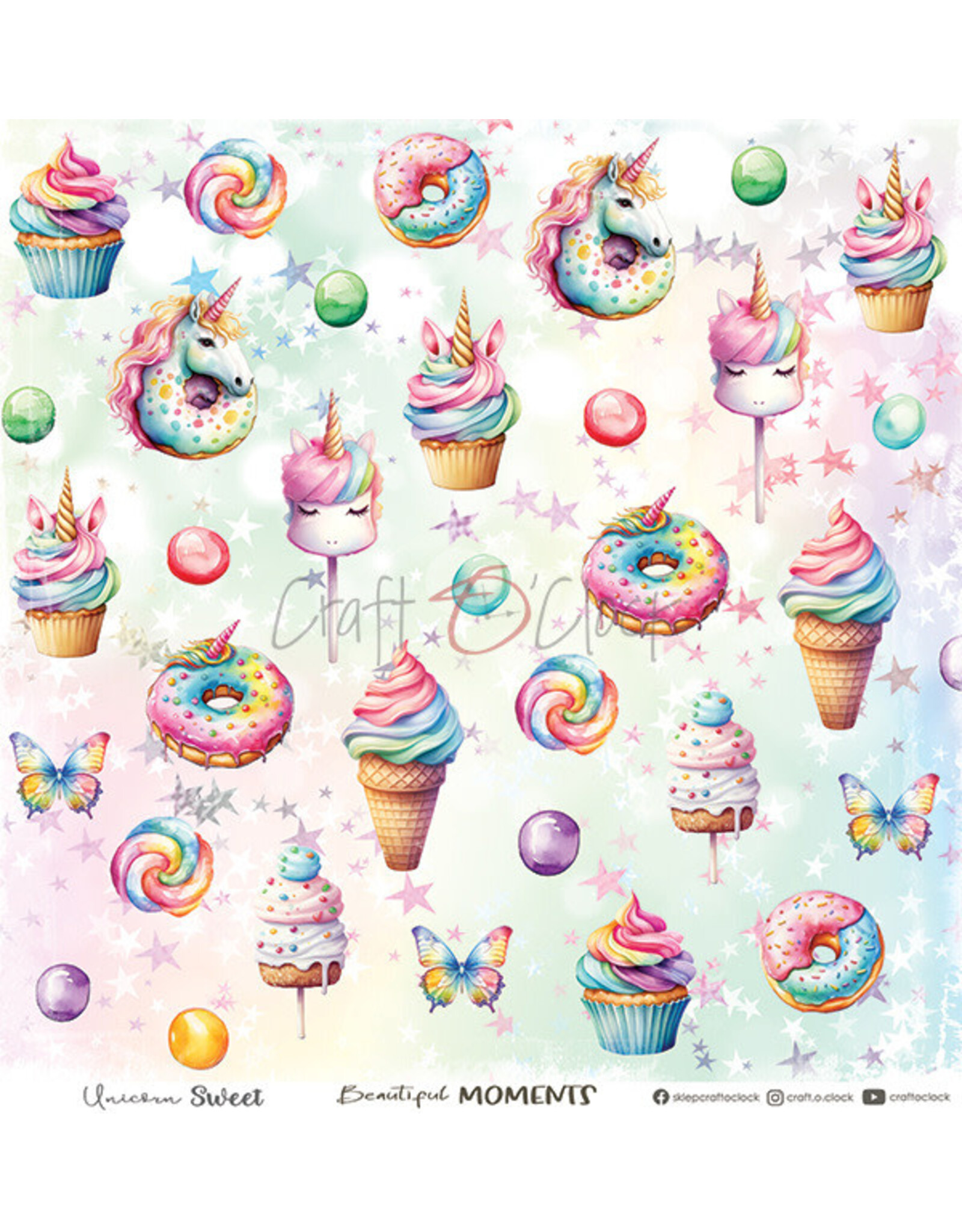 CRAFT O'CLOCK CRAFT O'CLOCK UNICORN SWEET 6x6 COLLECTION PACK 24 SHEETS