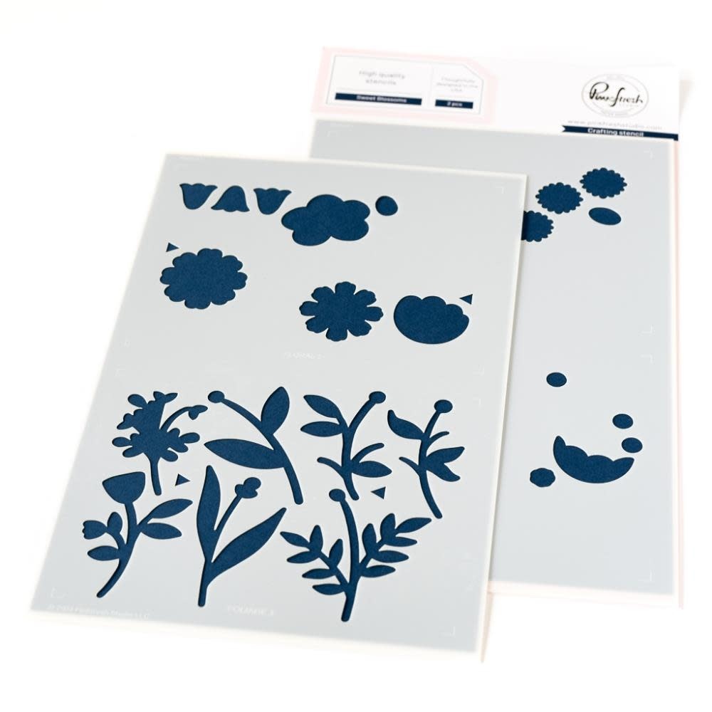 PINKFRESH PINKFRESH STUDIO SWEET BLOSSOMS STENCIL SET 2/PK