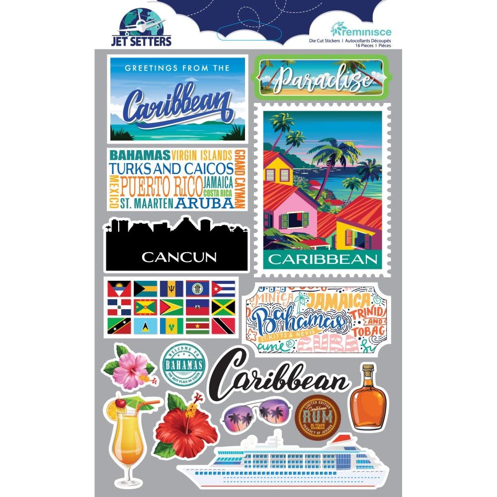 DESIGNS BY REMINISCE REMINISCE JET SETTERS CARIBBEAN 3D STICKERS