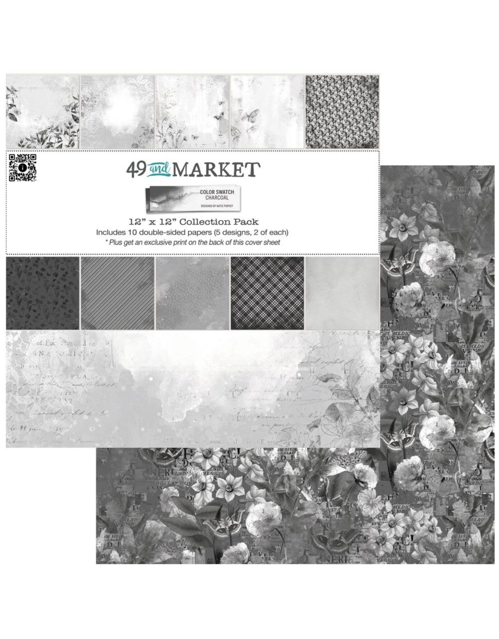 49 AND MARKET 49 AND MARKET COLOR SWATCH CHARCOAL 12x12 COLLECTION PACK