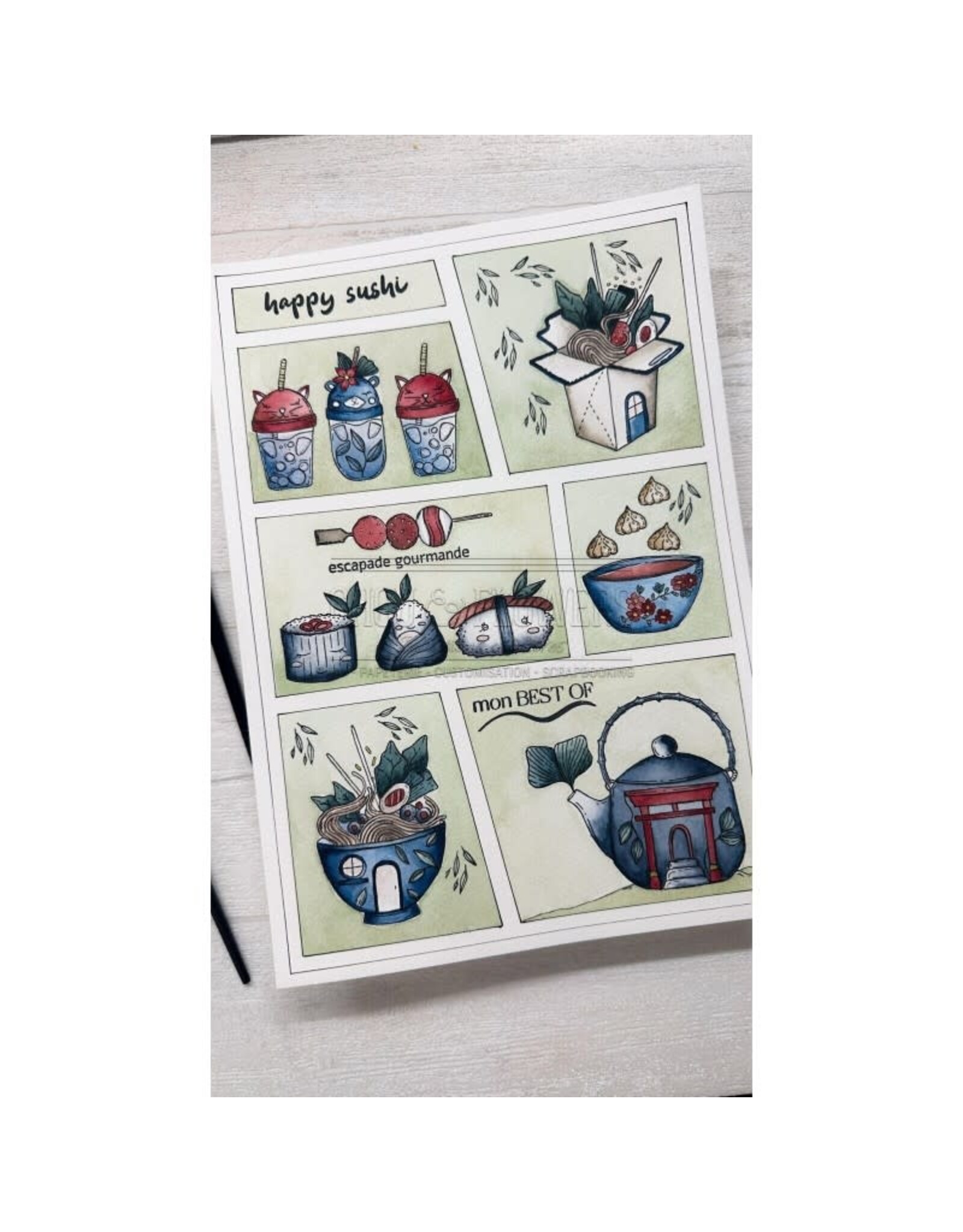CHOU & FLOWERS CHOU & FLOWERS COLLECTION SOLEIL LEVANT HAPPY SUSHI CLEAR STAMP SET