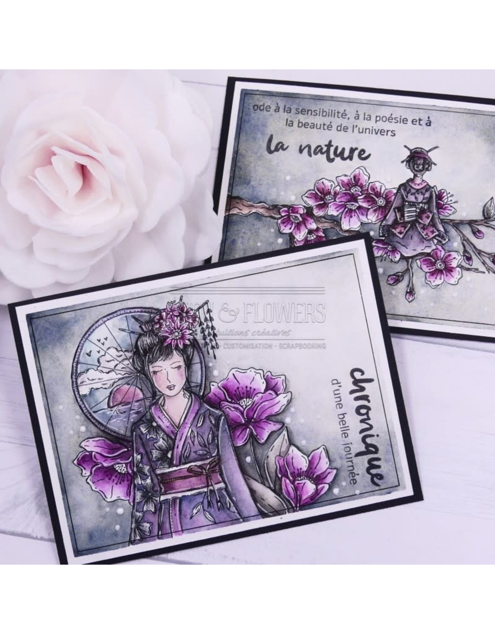 CHOU & FLOWERS CHOU & FLOWERS COLLECTION SOLEIL LEVANT FILLE OMBRELLE CLEAR STAMP