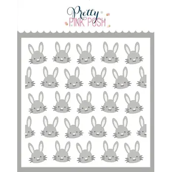 PRETTY PINK POSH LAYERED BUNNY FACES 6x6 STENCIL SET 3/PK
