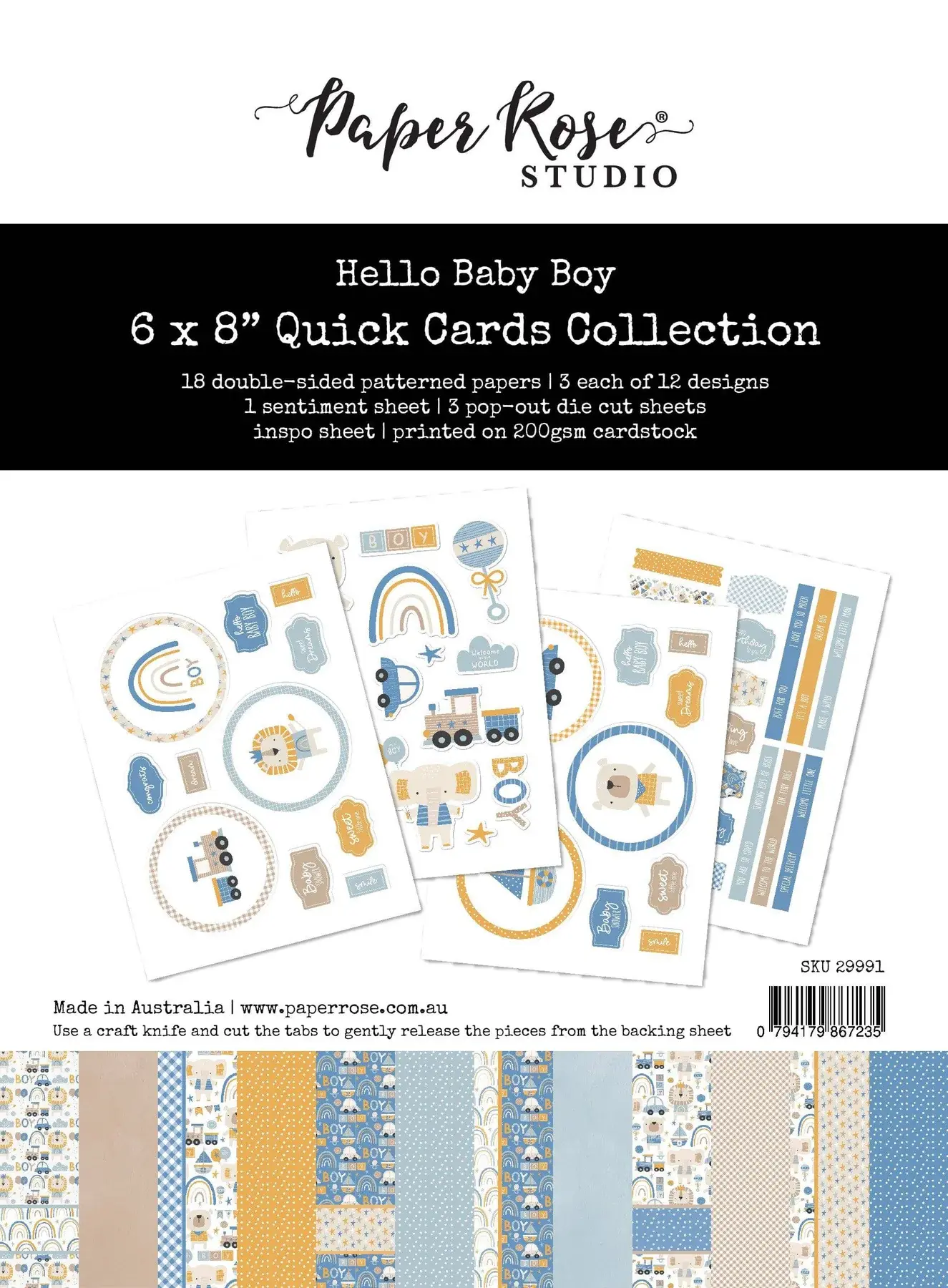 PAPER ROSE PAPER ROSE HELLO LITTLE BOY 6x8 QUICK CARDS COLLECTION