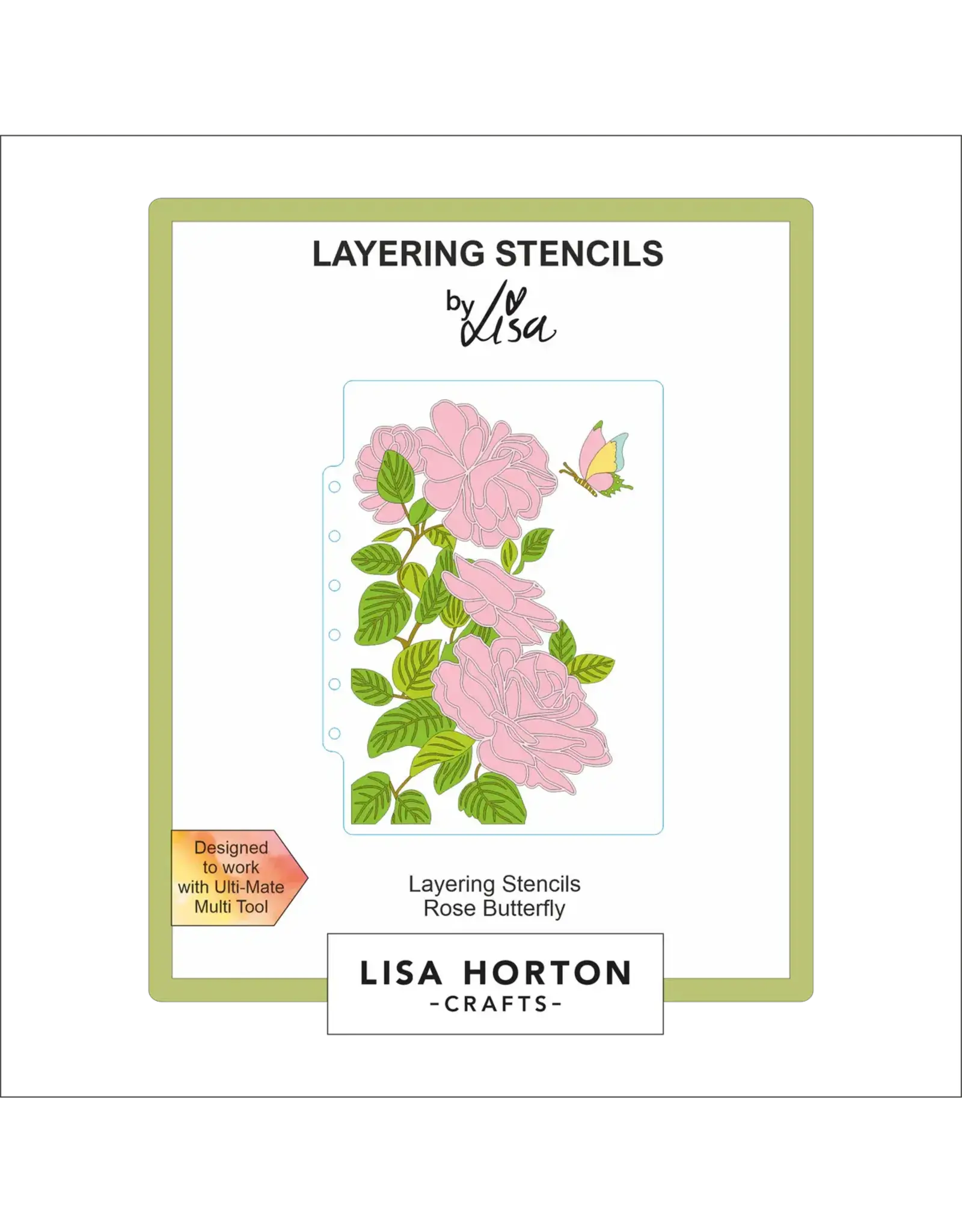 LISA HORTON CRAFTS LISA HORTON CRAFTS ROSE BUTTERFLY 5x7 LAYERING STENCIL SET