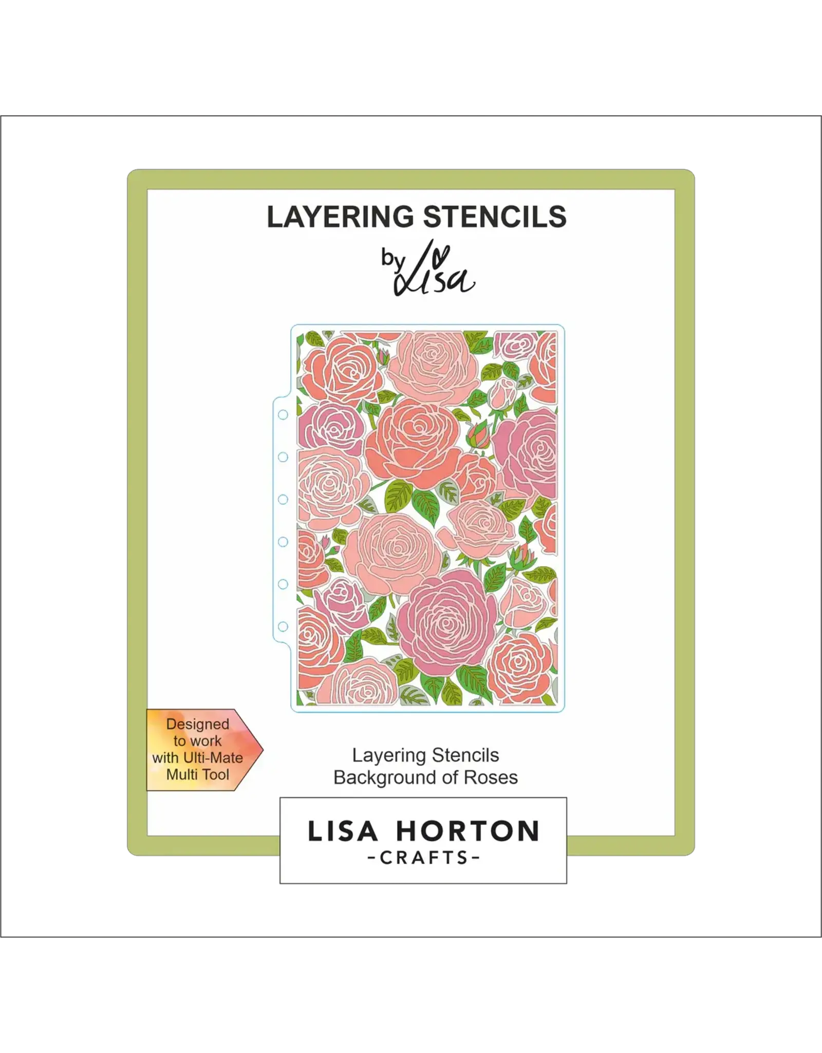 LISA HORTON CRAFTS LISA HORTON CRAFTS BACKGROUND OF ROSES 5x7 LAYERING STENCIL SET