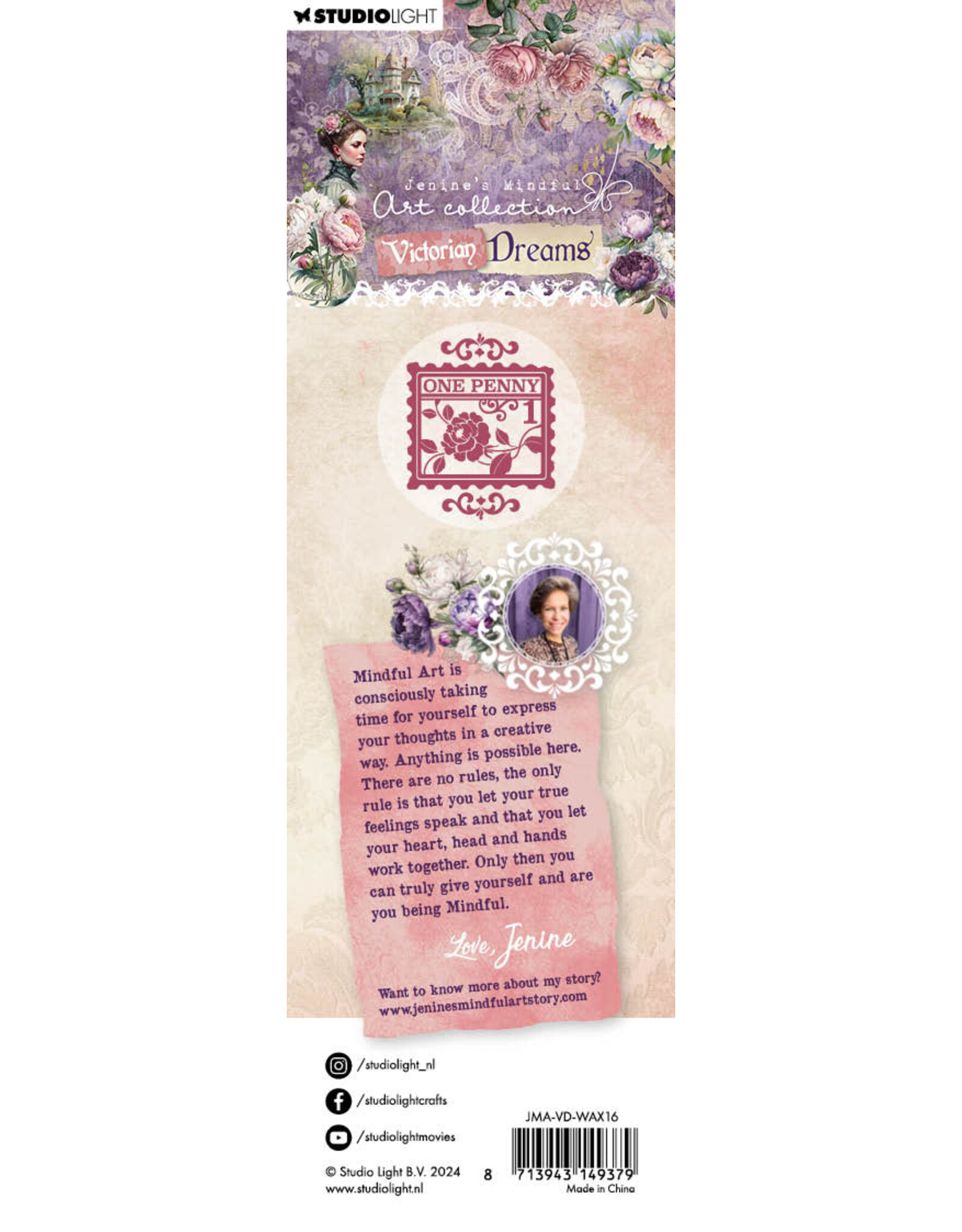 STUDIOLIGHT STUDIOLIGHT JENINE'S MINDFUL ART COLLECTION VICTORIAN DREAMS POSTAGE STAMP WAX STAMP WITH HANDLE
