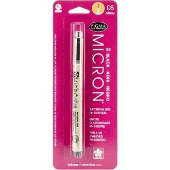 SAKURA SAKURA PIGMA MICRON 08 FINE LINE BLACK INK PEN .50mm