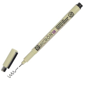 SAKURA SAKURA PIGMA MICRON 08 FINE LINE BLACK INK PEN .50mm