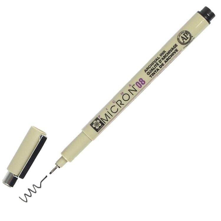 SAKURA SAKURA PIGMA MICRON 08 FINE LINE BLACK INK PEN .50mm