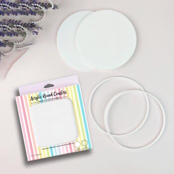 DRESS MY CRAFT DRESS MY CRAFT ROUND WITH OUTER RING ACRYLIC COASTERS 2/PK
