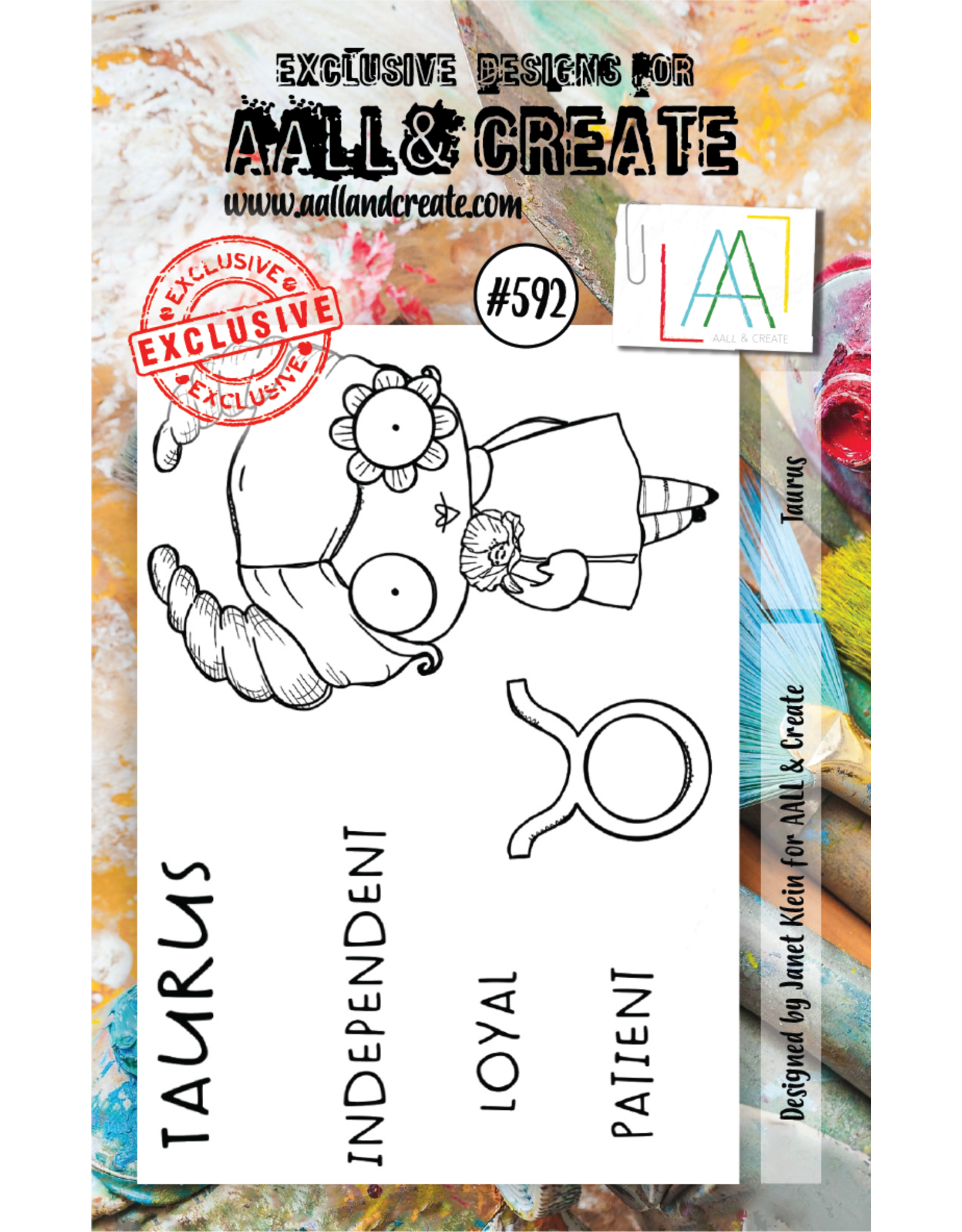 AALL & CREATE AALL & CREATE JANET KLEIN #592 TAURUS A7 ACRYLIC STAMP SET
