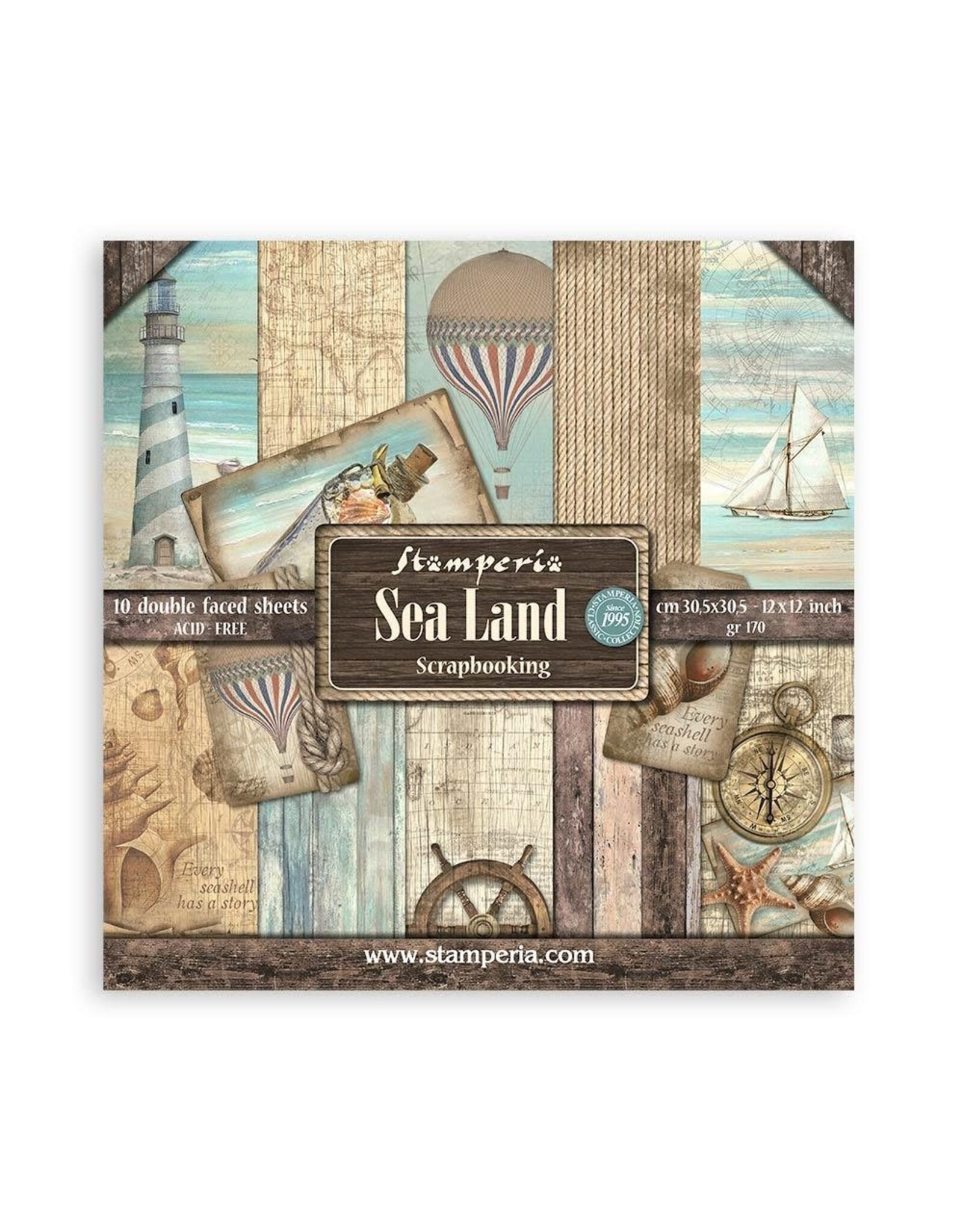 STAMPERIA STAMPERIA SEA LAND 12X12 COLLECTION PACK 10 SHEETS