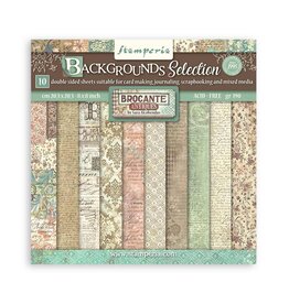 STAMPERIA STAMPERIA BROCANTE ANTIQUES BACKGROUNDS SELECTION 8x8 COLLECTION PACK 10 SHEETS