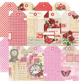 SIMPLE STORIES SIMPLE STORIES SIMPLE VINTAGE ESSENTIALS COLOR PALETTE RED & PINK TAGS 12x12 CARDSTOCK
