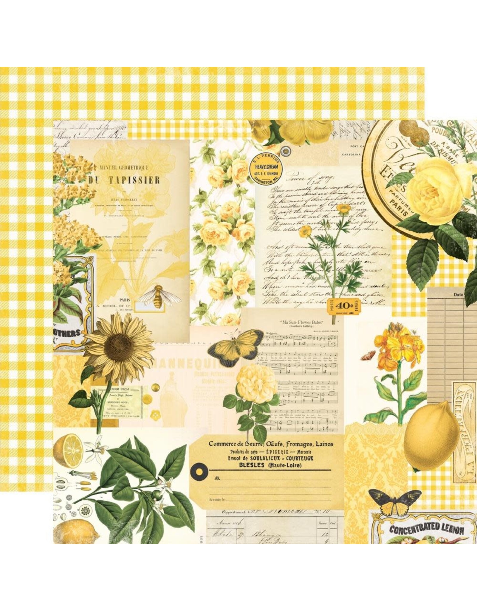 SIMPLE STORIES SIMPLE STORIES SIMPLE VINTAGE ESSENTIALS COLOR PALETTE YELLOW COLLAGE 12x12 CARDSTOCK