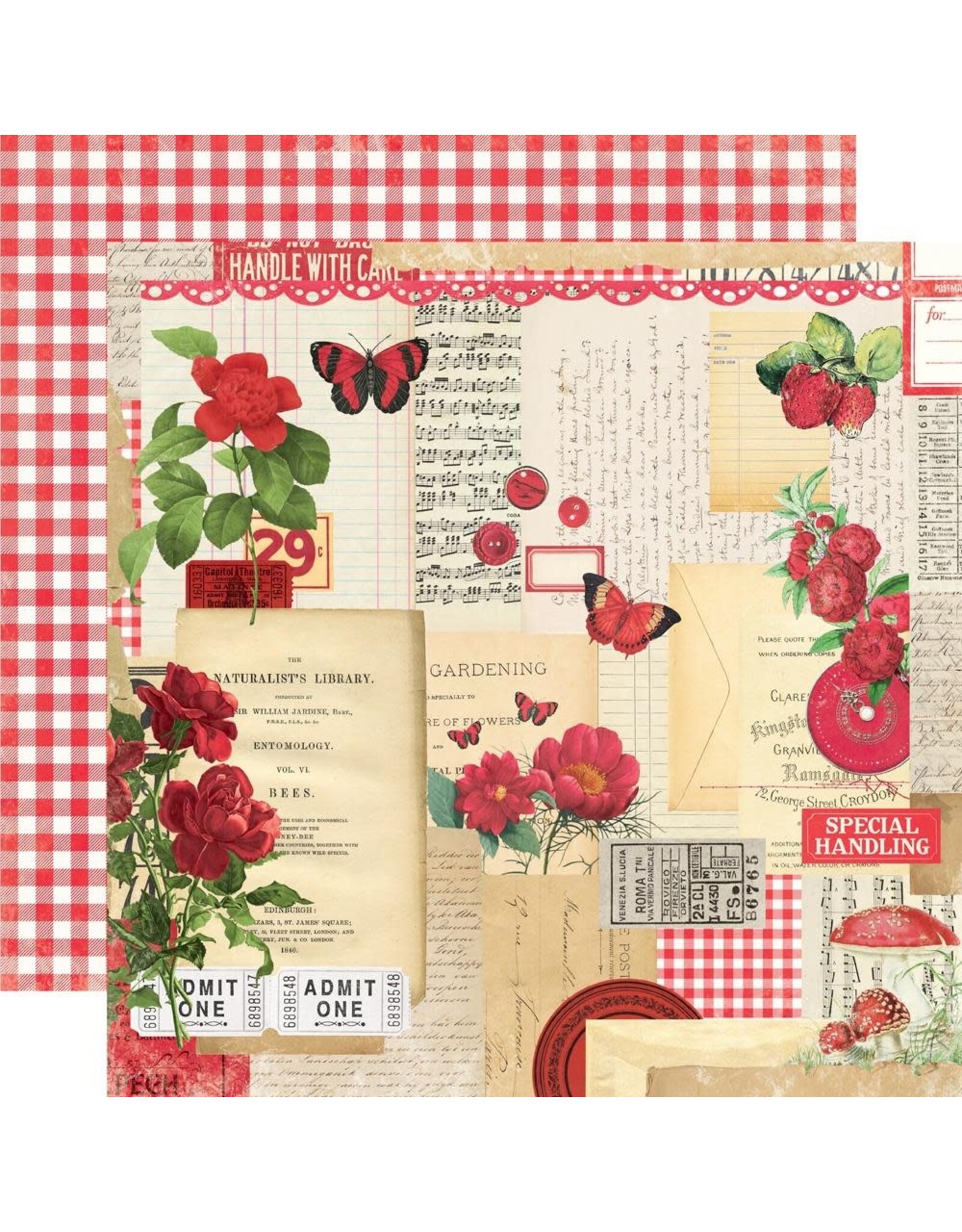 SIMPLE STORIES SIMPLE STORIES SIMPLE VINTAGE ESSENTIALS COLOR PALETTE RED COLLAGE 12x12 CARDSTOCK