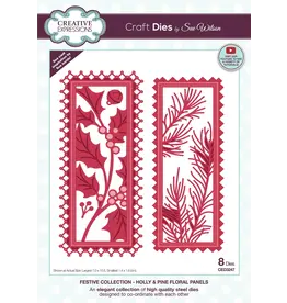 CREATIVE EXPRESSIONS CREATIVE EXPRESSIONS SUE WILSON FESTIVE COLLECTION HOLLY & PINE FLORAL PANELS DIE SET