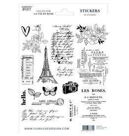 FLORILEGES DESIGNS FLORILÈGES DESIGN COLLECTION LA VIE EN ROSE STICKERS TRANSPARENT MOTIFS NOIR