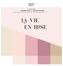 FLORILEGES DESIGNS FLORILÈGES DESIGN COLLECTION LA VIE EN ROSE PAPIERS UNIS PLAIN PAPER 12x12 KIT COLLECTION 10 SHEETS