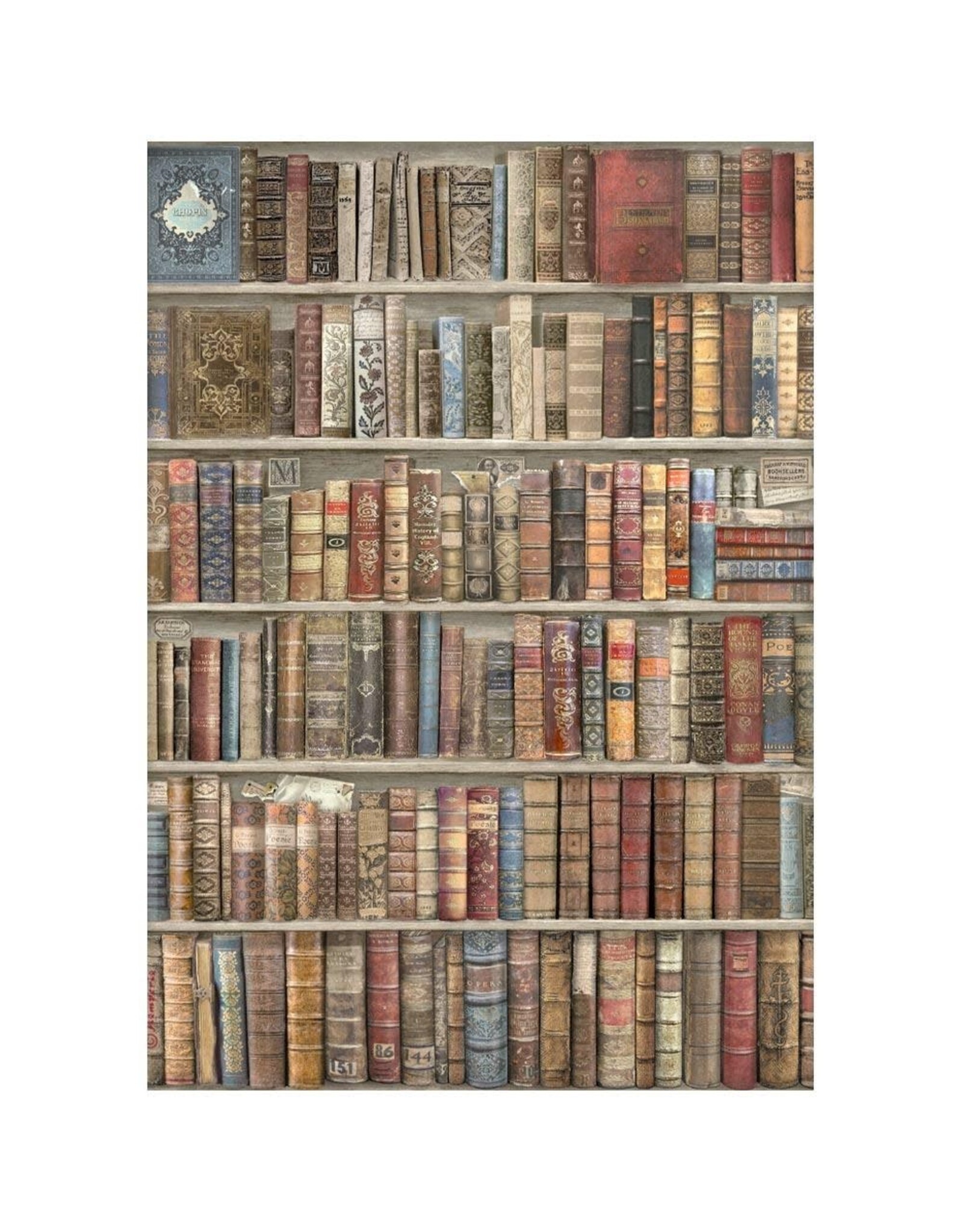 STAMPERIA STAMPERIA VINTAGE LIBRARY BOOKCASE RICE PAPER DECOUPAGE 21X29.7CM