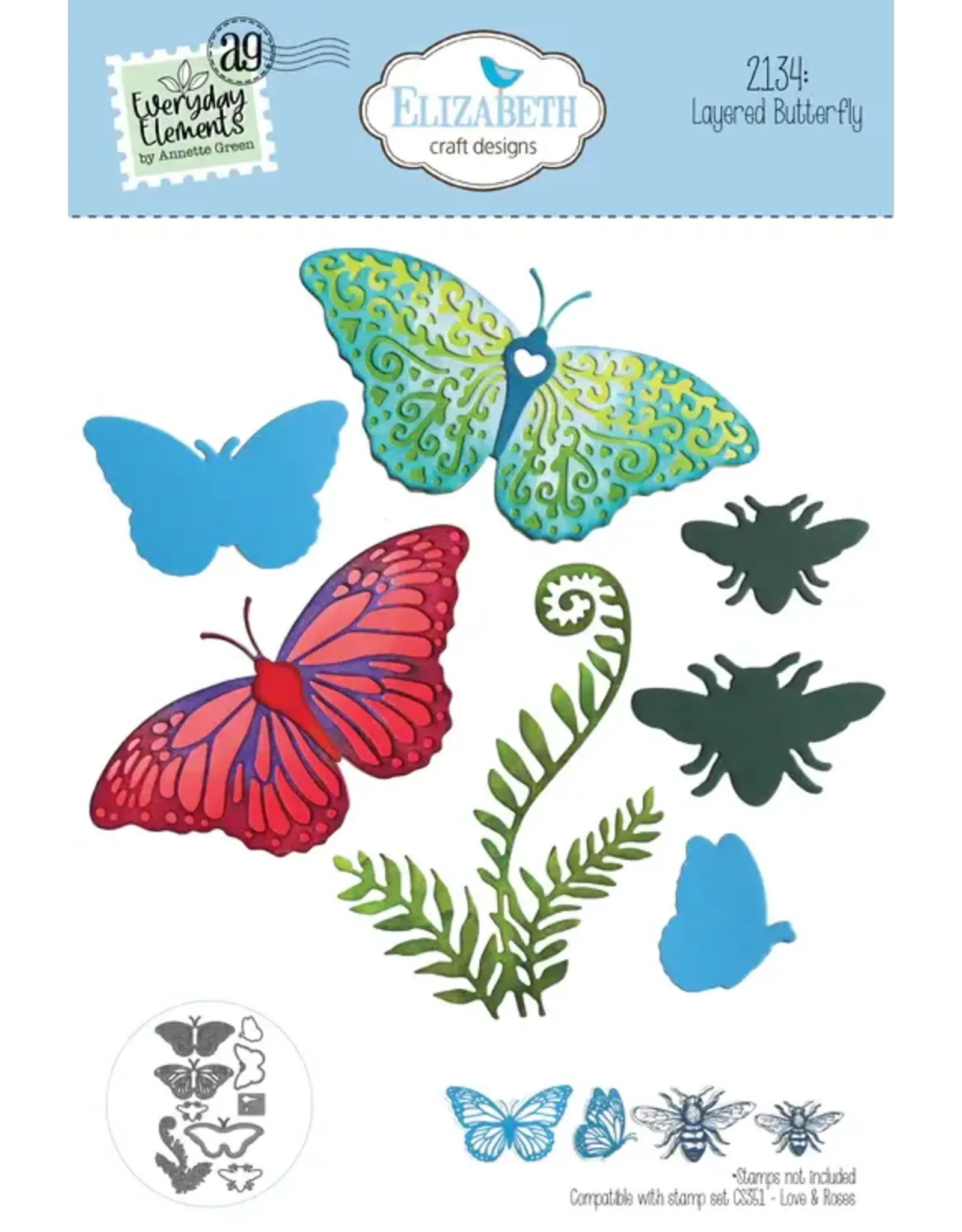 ELIZABETH CRAFT DESIGNS ELIZABETH CRAFT DESIGNS EVERYDAY ELEMENTS BY ANNETTE GREEN LAYERED BUTTERFLY DIE SET