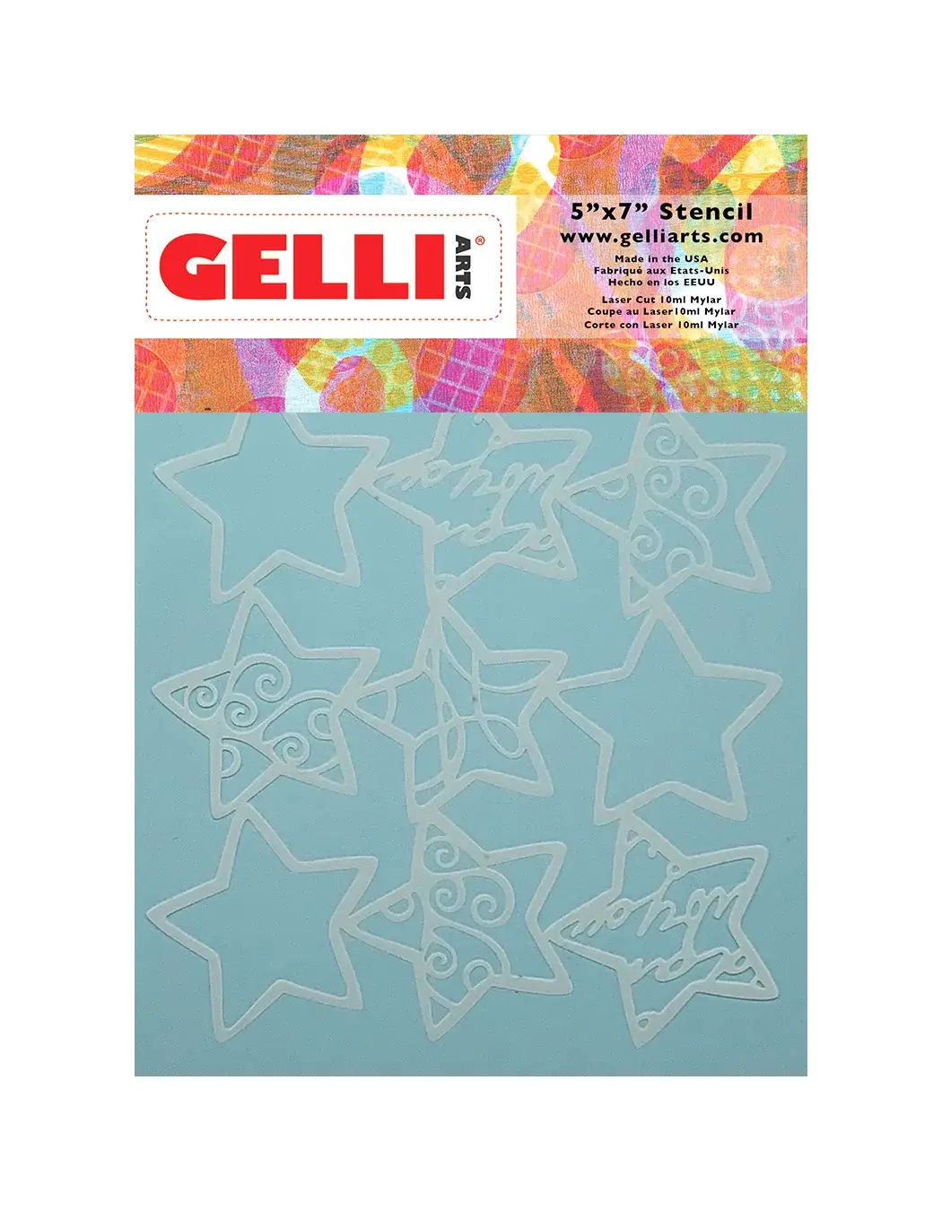 GELLI ARTS GELLI ARTS HOLIDAY STARS 5x7 STENCIL