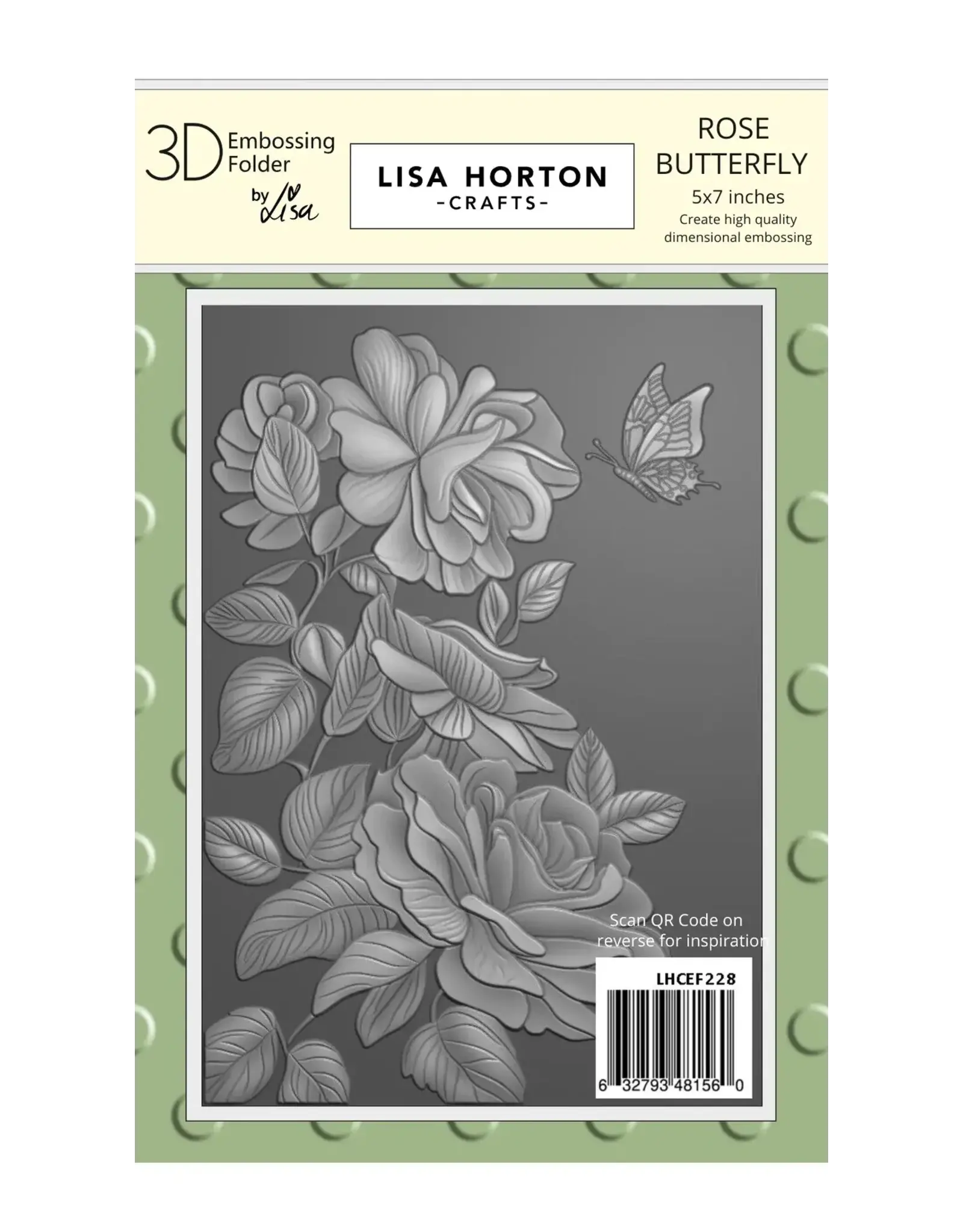 LISA HORTON CRAFTS LISA HORTON CRAFTS ROSE BUTTERFLY 5x7 3D EMBOSSING FOLDER