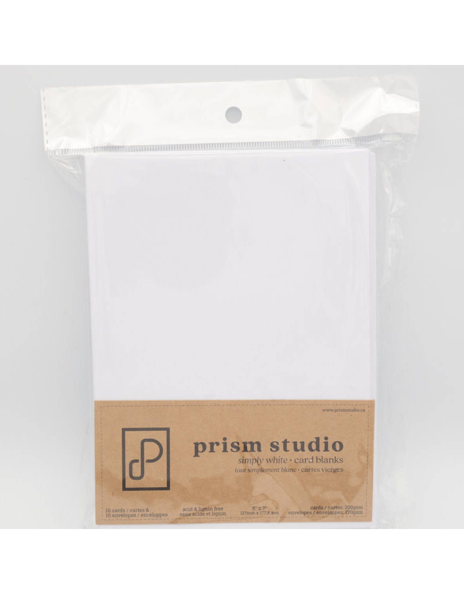 PRISM STUDIO PRISM STUDIO SIMPLY WHITE 5x7 CARD BLANKS & ENVELOPES 10/PK