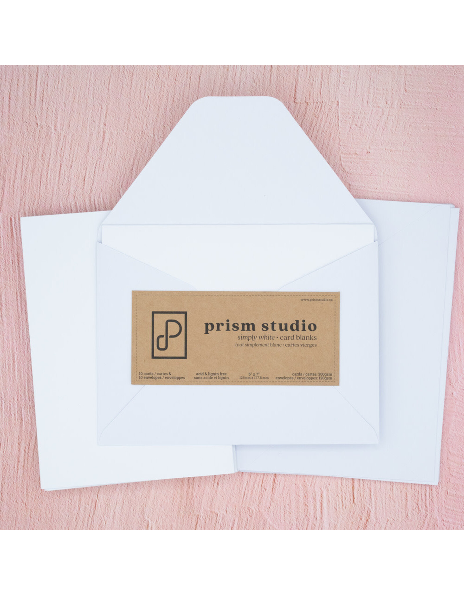 PRISM STUDIO PRISM STUDIO SIMPLY WHITE 5x7 CARD BLANKS & ENVELOPES 10/PK
