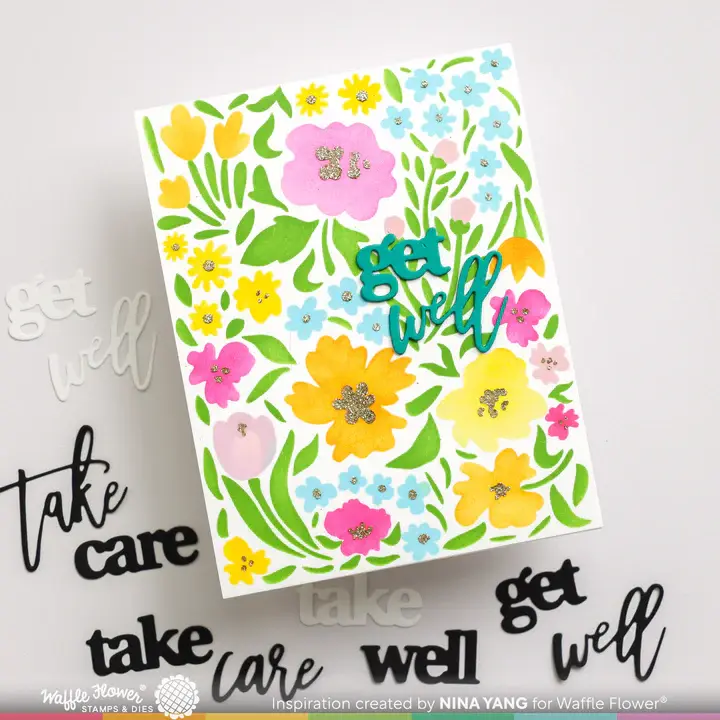 WAFFLE FLOWER WAFFLE FLOWER WILD FLOWERS STENCIL 4/PK