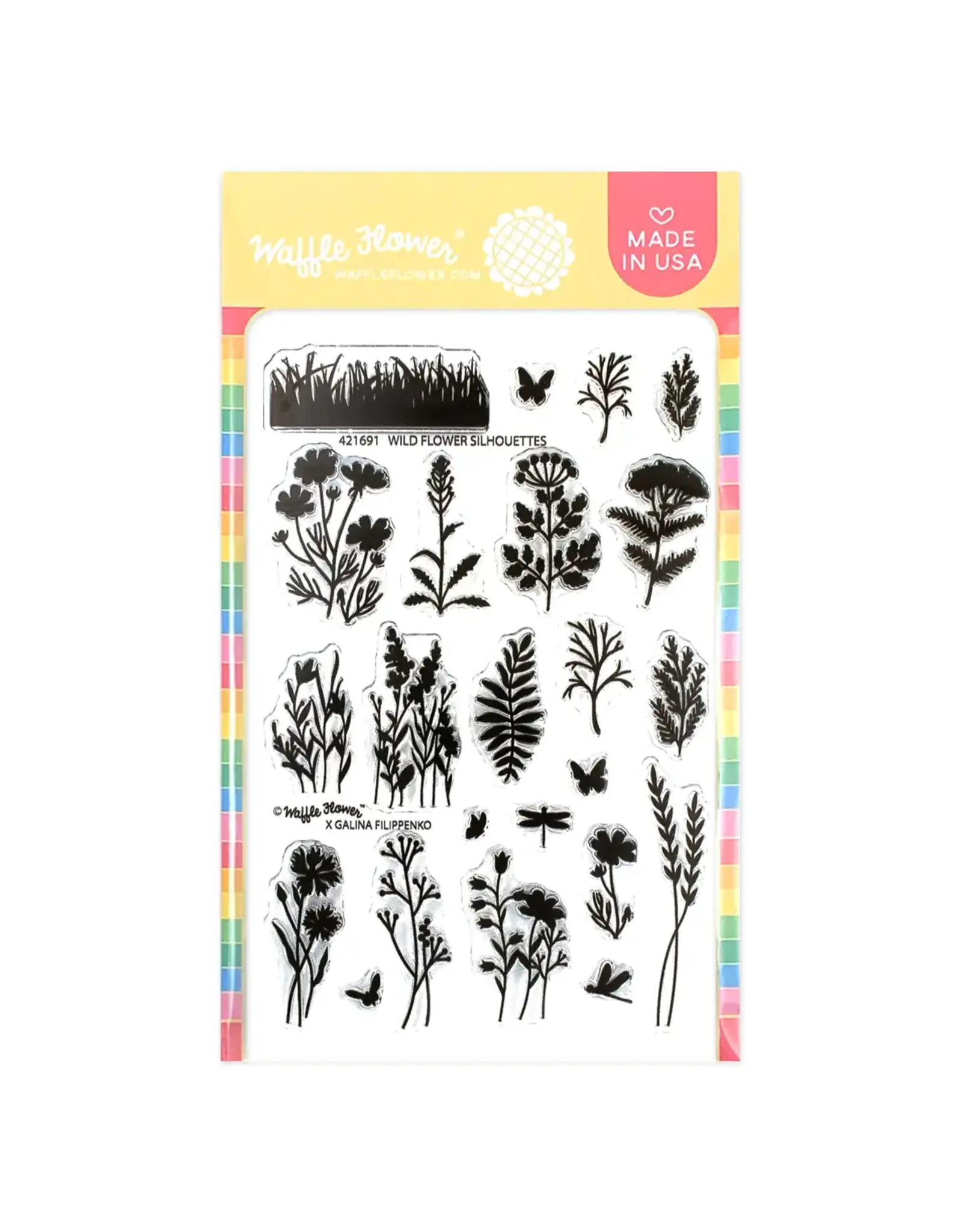 WAFFLE FLOWER WAFFLE FLOWER WILD FLOWER SILHOUETTES CLEAR STAMP SET