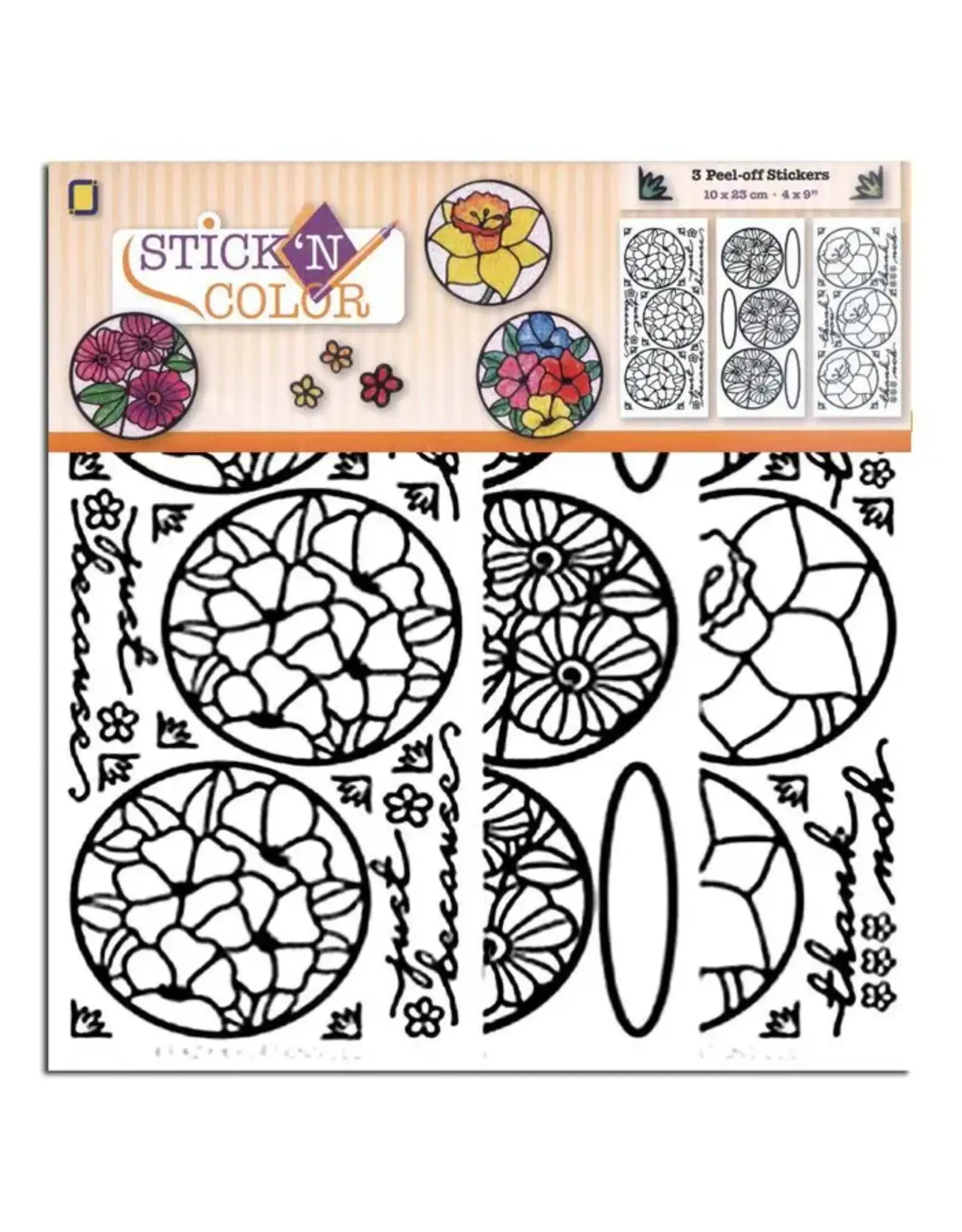 KRAZY KREATIONS KRAZY KREATIONS STICK 'N COLOR FLOWERS CIRCLES STICKERS