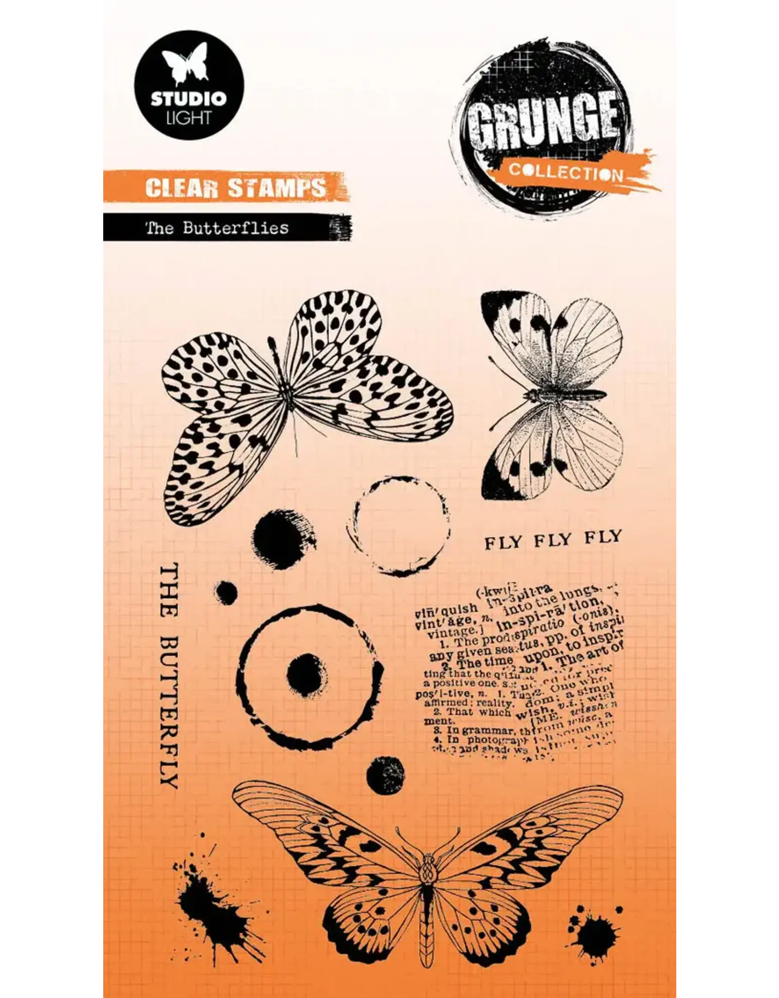 STUDIOLIGHT STUDIOLIGHT GRUNGE COLLECTION THE BUTTERFLIES CLEAR STAMP SET