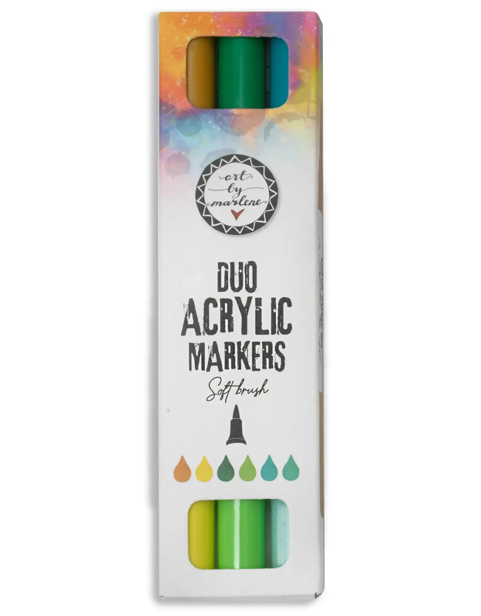 STUDIOLIGHT STUDIOLIGHT ART BY MARLENE ESSENTIALS COLLECTION DUO ACRYLIC MARKERS - GREENS 3/PK