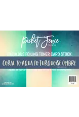 PICKET FENCE PICKET FENCE STUDIOS CORAL TO AQUA TO TURQUOISE OMBRE FABULOUS FOILING TONER .5x11 CARD STOCK