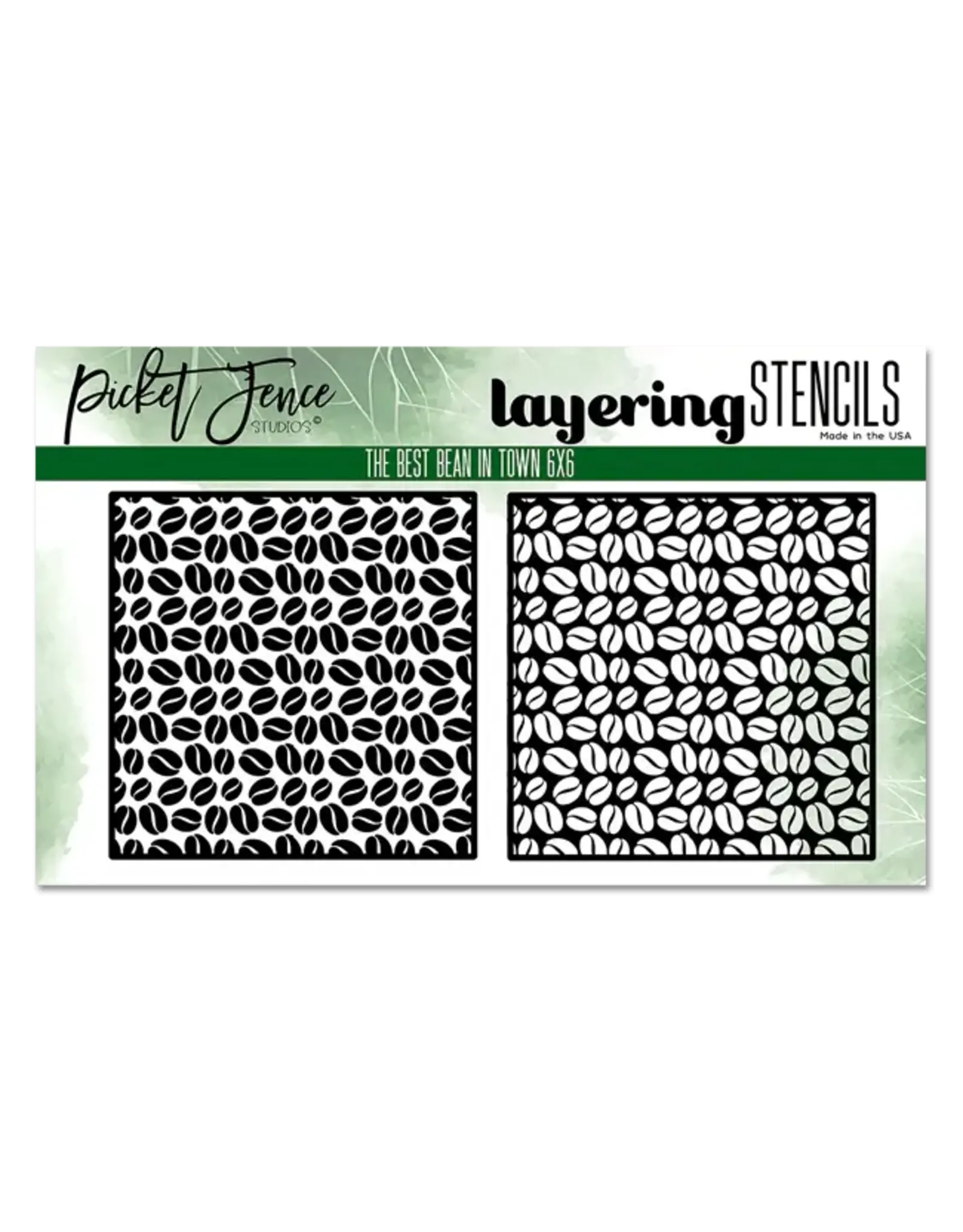 PICKET FENCE PICKET FENCE STUDIOS THE BEST BEAN IN TOWN 6x6 STENCIL SET 2/PK