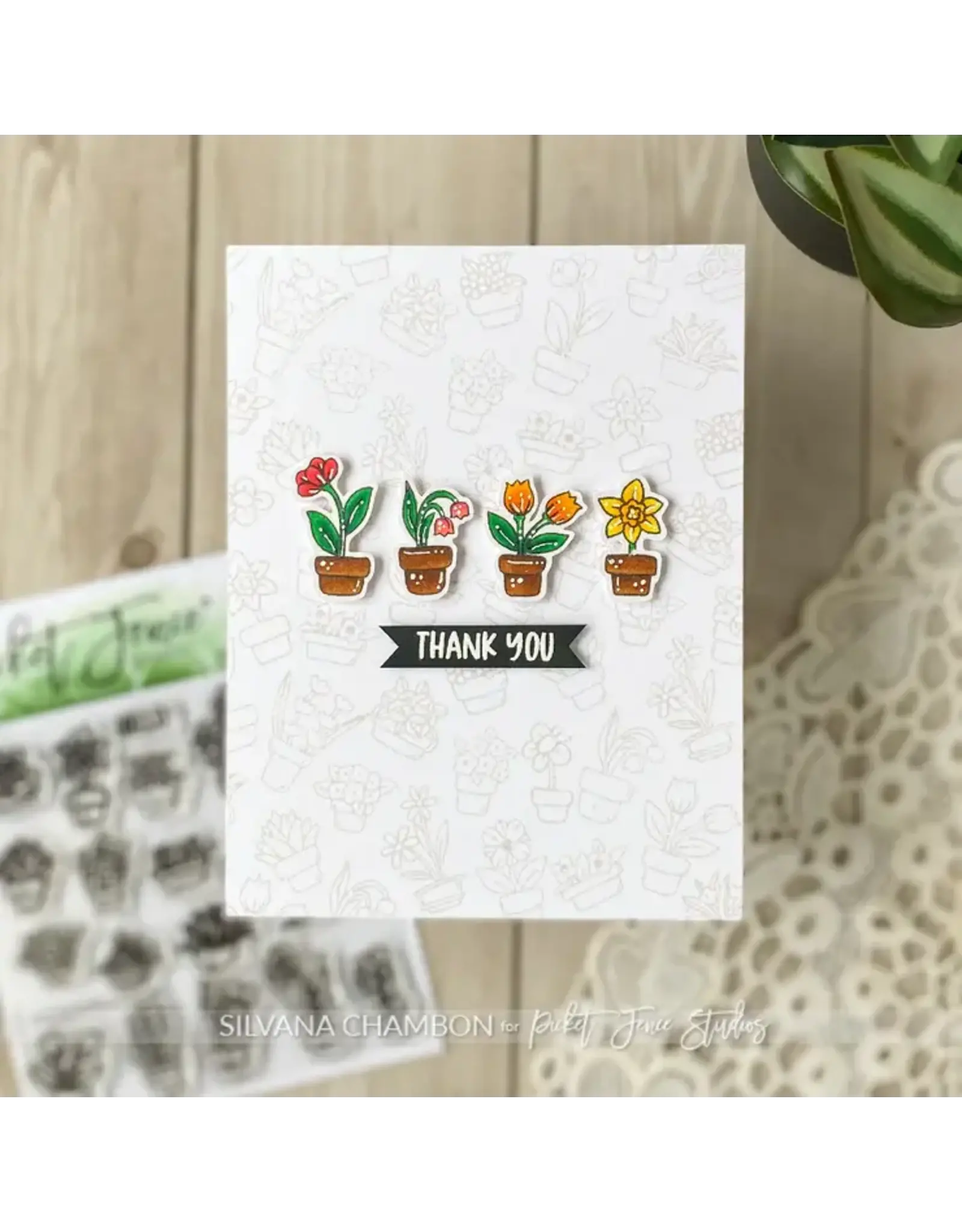 PICKET FENCE PICKET FENCE STUDIOS WREATH BUILDING: POTTED PLANTS CLEAR STAMP SET