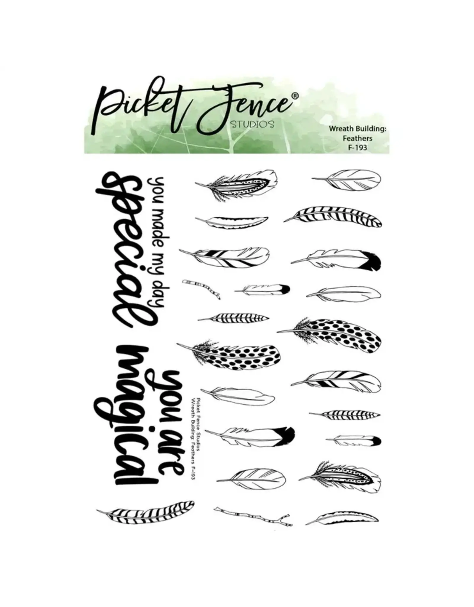 PICKET FENCE PICKET FENCE STUDIOS WREATH BUILDING: FEATHERS CLEAR STAMP SET
