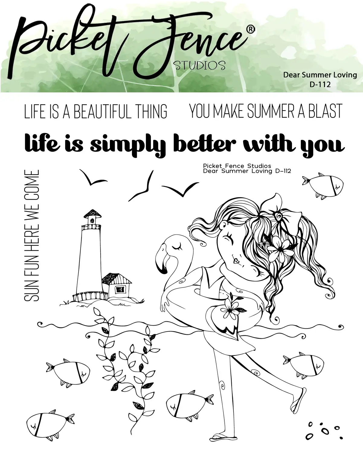 PICKET FENCE STUDIOS DEAR SUMMER LOVING CLEAR STAMP SET