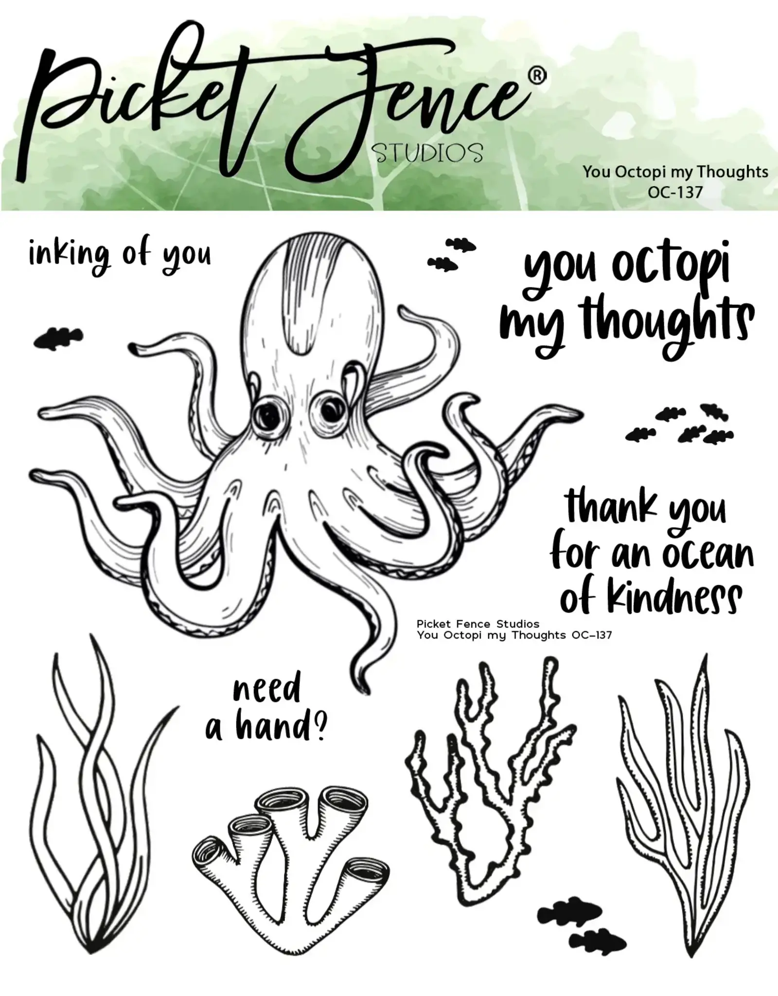 PICKET FENCE PICKET FENCE STUDIOS YOU OCTOPI MY THOUGHTS CLEAR STAMP SET