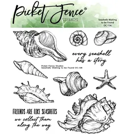 PICKET FENCE PICKET FENCE STUDIOS SEASHELLS WAITING TO BE FOUND CLEAR STAMP SET