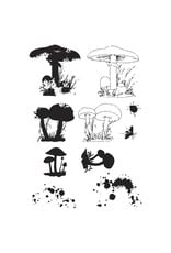 SIZZIX SIZZIX 49 AND MARKET PAINTED PENCIL MUSHROOMS FRAMELITS DIE AND A5 CLEAR STAMP SET