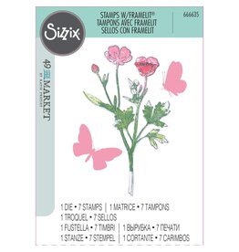 SIZZIX SIZZIX 49 AND MARKET PAINTED PENCIL BOTANICAL FRAMELITS DIE AND A5 CLEAR STAMP SET