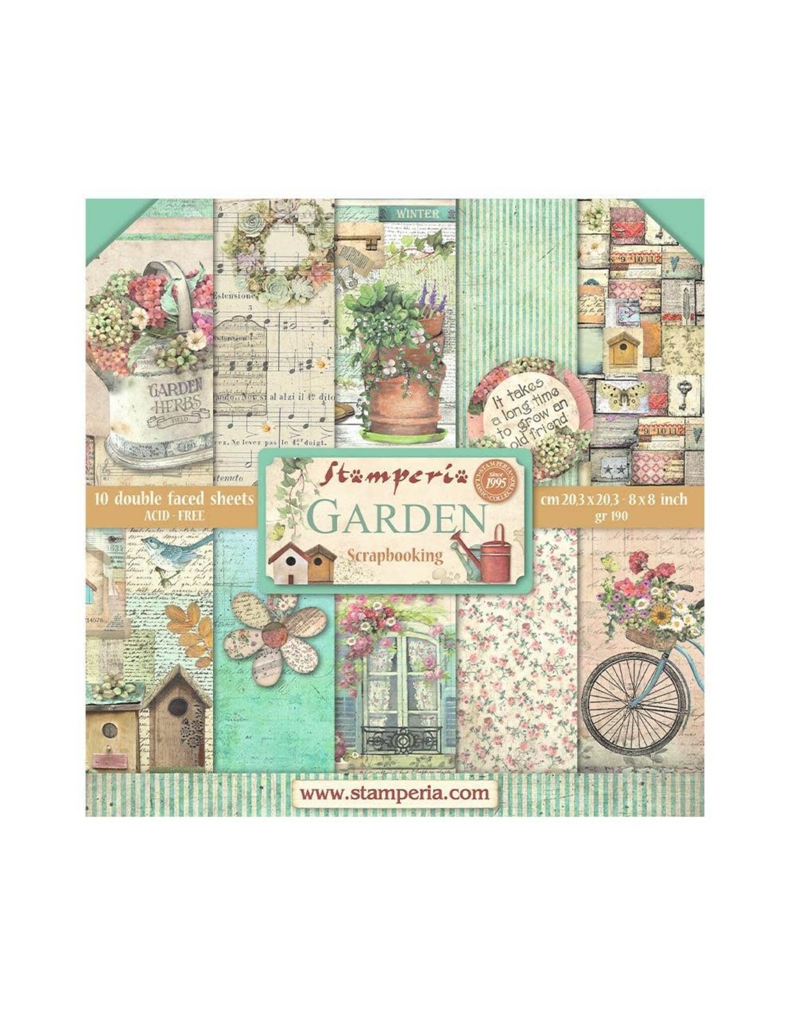 STAMPERIA STAMPERIA GARDEN 8x8 COLLECTION PACK 10 SHEETS