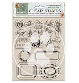 STAMPERIA STAMPERIA VICKY PAPAIOANNOU CREATE HAPPINESS SECRET DIARY LABELS CLEAR STAMP SET